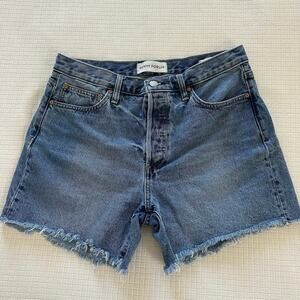 Denim Forum The Ex-Boyfriend Midi Rise Denim Cut-Off Shorts Medium Wash Size 28